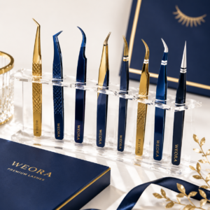 Professional eyelash tweezers for lash extension applications