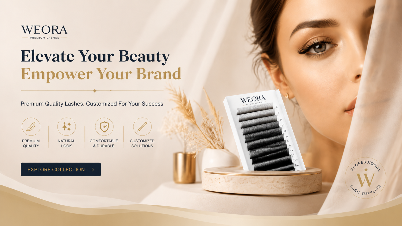 WEORA eyelash manufacturer helping clients create private label lash brands with OEM customization services